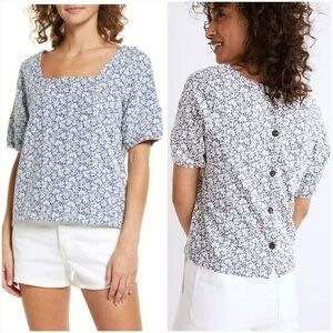 Madewell Floral Jacquard square neck top.